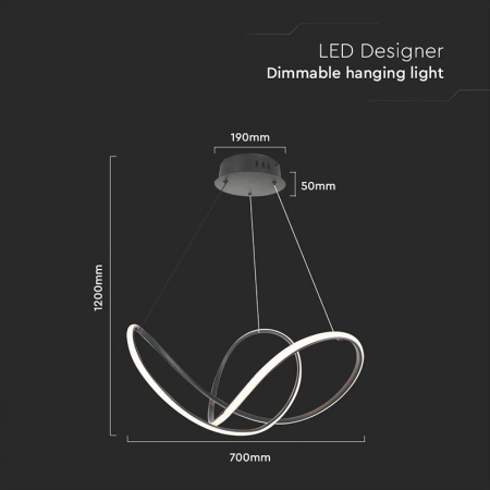 Candelabru LED 49W 3000K 70x120cm - negru [3]