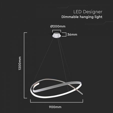Candelabru LED dimabil 48W 3000K 80x120cm - alb [2]