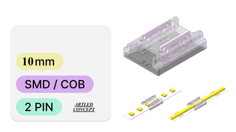 Mufe / Conectori bandă led - Conector banda LED, 10mm, compatibil SMD/COB, max 6A