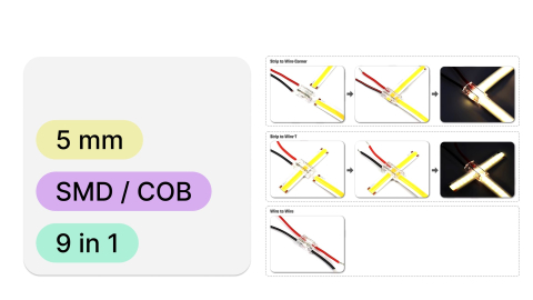 Conector banda LED, 5mm, compatibil SMD/COB, max 6A, 9 IN 1 [1]