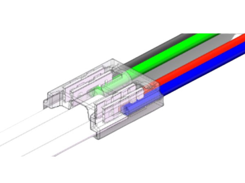 Mufe / Conectori bandă led - Conector banda led rgb cob alimentare, 10mm, max 6A