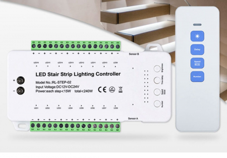 BANDA LED - Controler Bandă LED 16 Trepte cu Telecomandă RF 12/24V – DL66520W16