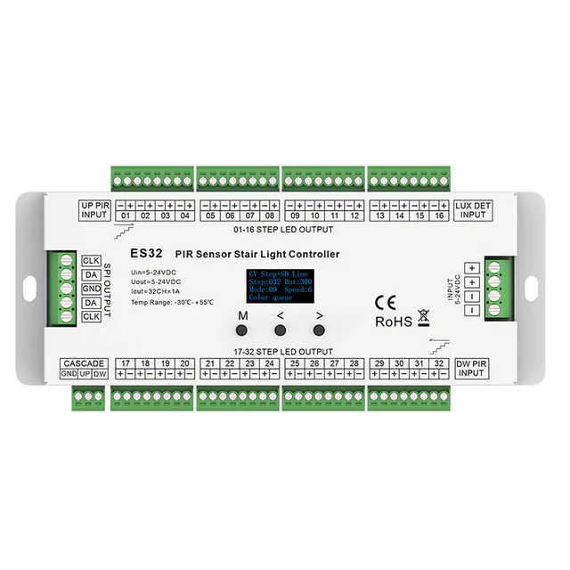 Controlere pentru scari - Controler scara/scari trepte LED ES32 cu doi senzori de miscare 32 canale