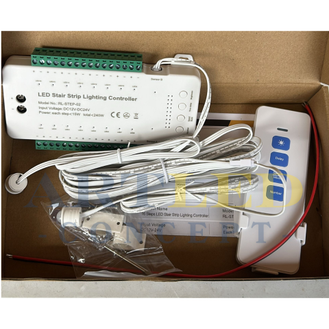 Controler pentru scară/scari cu 16 trepte, telecomandă 2.4G și 2 senzori PIR [2]
