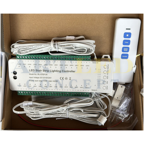 Controler pentru scară/scari cu 28 de trepte, telecomandă 2.4G și 2 senzori PIR [1]