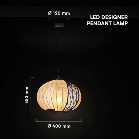 CORP ILUMINAT CU SOCLU E27 400X290MM - NEGRU MAT/BEJ [2]