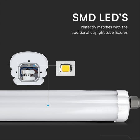 Corp iluminat led 150cm 48w 6500k alb rece ip65 cip samsung V-tac [10]