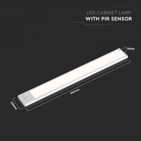 Corp iluminat LED, 2.5W, 3000K, IP20, cu senzor mișcare, argintiu, V-TAC 2969 [6]
