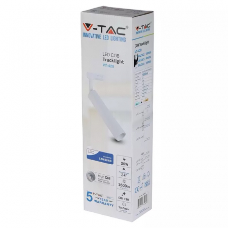Corp iluminat led, 20w, tracklight, 5000k, alb neutru, V-TAC 364 [5]