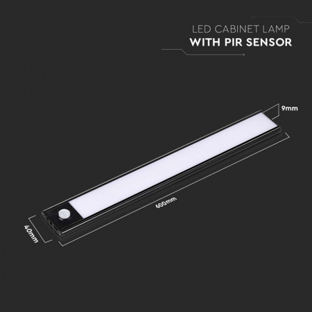 Corp iluminat LED, 2W, 4000K, IP20, cu senzor mișcare, negru, V-TAC 2963 [6]