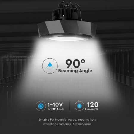 Corp iluminat led industrial 100w 120lm/w 4000k cip samsung - negru V-tac [2]