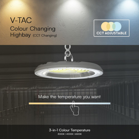 Lampa industriala LED suspendata 100W 3IN1 (3000k,4000k,6500k) IP65 - GRI V-TAC 23622 [3]