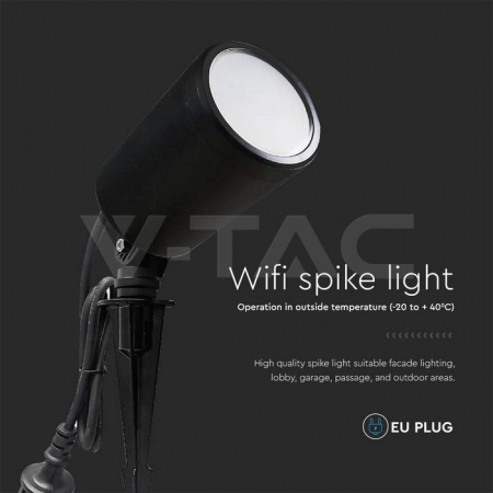 Corp iluminat LED RGB 3in1, 5.2W, IP65, Corp Negru, 520 lm, Wi‑Fi, Control prin Aplicație & Alexa/Google Home, V-TAC 3014 [3]
