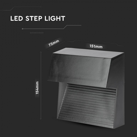 Corp iluminat led steplight montaj scara/perete, 3w, 4000k, negru, V-TAC 1399 [6]