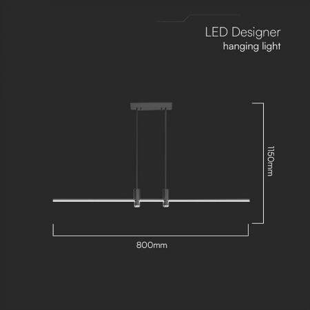 Corp iluminat led suspendat, 19w, 4000k, 80cm x 115cm, negru, V-TAC 10088 [2]