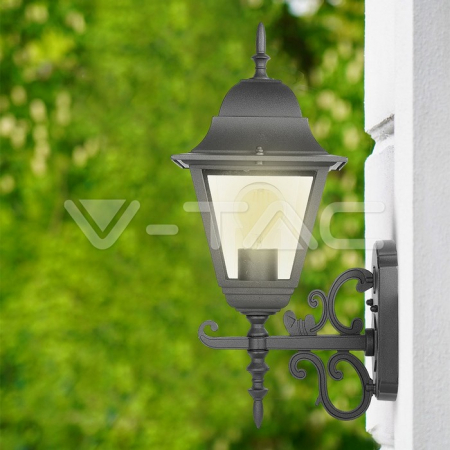 CORP ILUMINAT MONTAJ PERETE E27 IP44 - NEGRU MAT [10]