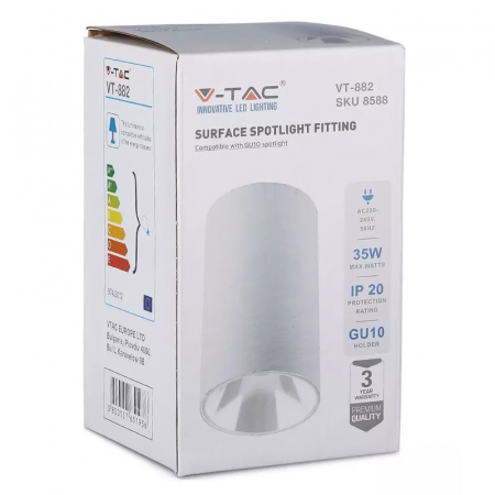 Corp iluminat rotund, cu soclu GU10, alb, V-TAC, SKU-8588 [7]