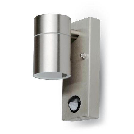 Corp iluminat exterior casa / gradina - CORP ILUMINAT SOCLU 1XGU10 IP44 CU SENZOR MISCARE INOX