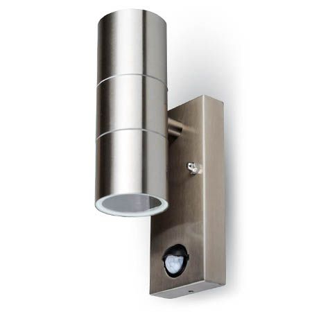 Corp iluminat exterior casa / gradina - CORP ILUMINAT SOCLU 2XGU10 IP44 CU SENZOR MISCARE INOX