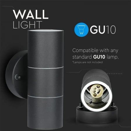 CORP ILUMINAT SOCLU 2XGU10 IP44 - NEGRU MAT [15]