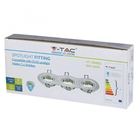 Corp spot 3xGU10, aluminiu, unghi reglabil, V-TAC, SKU-3604 [4]
