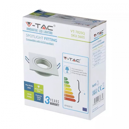 Corp spot GU10, alb, pătrat, V-TAC, SKU-3605 [4]