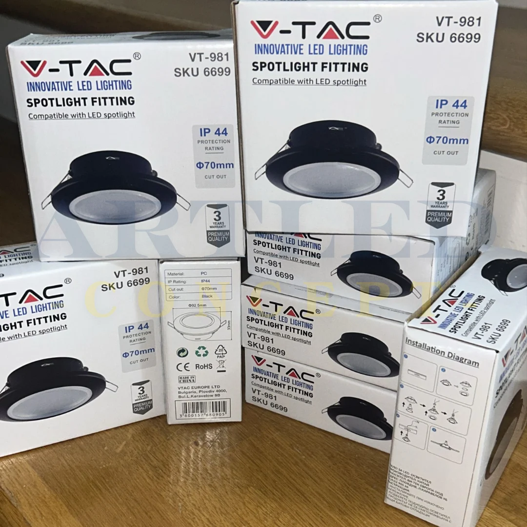 Corp spot GU10, IP44, negru, V-TAC 6699 [3]