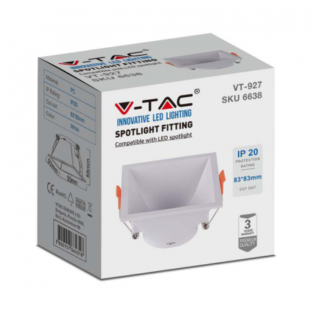 CORP SPOT GU10 PATRAT 93X93X55MM - ALB [2]