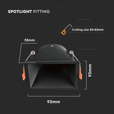 CORP SPOT GU10 PATRAT 93X93X55MM - NEGRU [3]