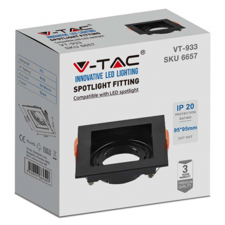 Corp spot GU10, unghi reglabil, negru, V-TAC, SKU-6657 [2]