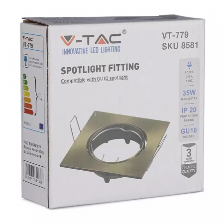 Corp spot pătrat GU10, auriu, V-TAC, SKU-8581 [9]