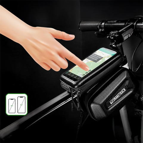 GEANTA BICICLETA CU SUPORT TELEFON PRINDERE PE CADRU IP54 - NEGRU [5]