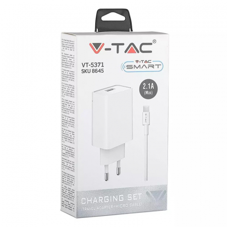 INCARCATOR 2.1A CU CABLU MICRO USB - ALB [4]