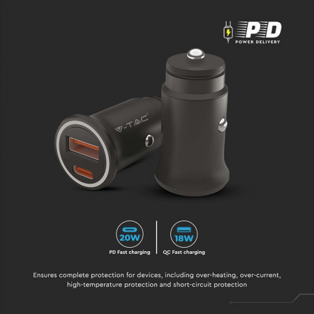 INCARCATOR AUTO QUICK CHARGE USB + TIP C [5]