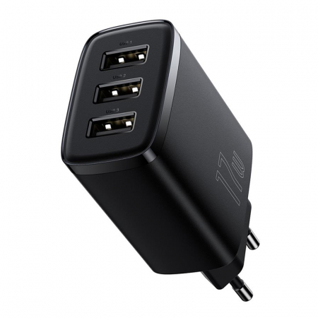 INCARCATOR RETEA 3XUSB FAST CHARGING 17W BASEUS - NEGRU [3]