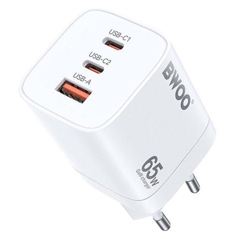 INCARCATOR RETEA PD+QC 2XUSB-C + USB-A 3.0 PD 2.4A 65W - ALB [1]