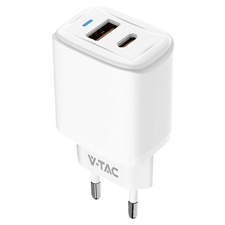 Incarcatoare - INCARCATOR RETEA QC 20W USB SI TIP C - ALB