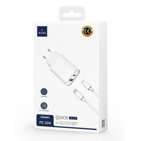 INCARCATOR RETEA USB + USB-C PD QC 20W + CABLU LIGHTNING -NEGRU [4]