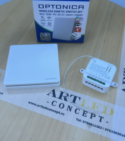 Intrerupator Kinetic wireless simplu fara baterii – Set complet RF+ Tuya WIFI [1]