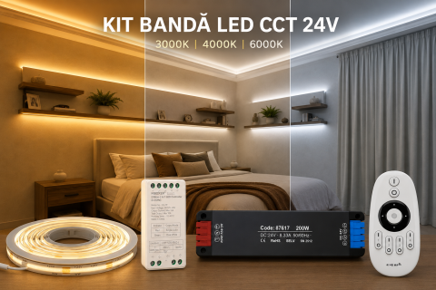 Kit banda cob cct 3000K – 6500K (reglabil) 10 metri 24v, cob dob [0]