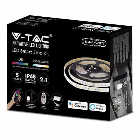 Kit banda led smart smd5050 54led/m rgb+ww+dw+cw 12v ip65 5m V-tac [4]