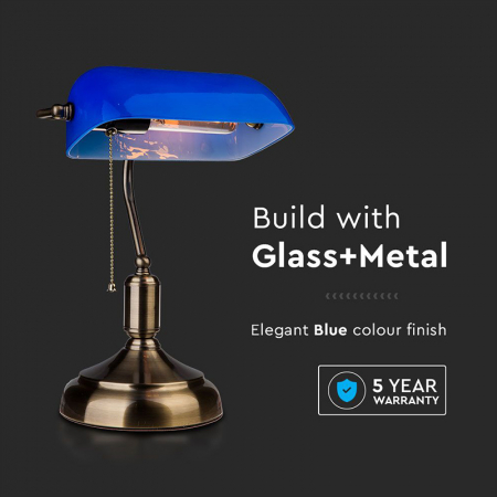 LAMPA BIROU SOCLU E27 CORP METAL SI STICLA - ALBASTRA [3]