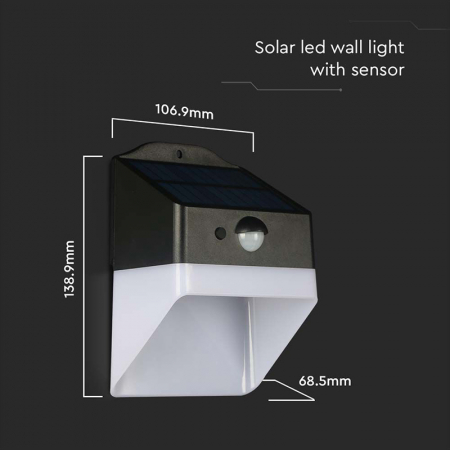 Lampa exterioară 2W, 4000K, încărcare solară, alb/negru, V-TAC, 10309 [21]