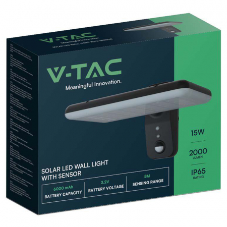 Lampa exterioară solară, 15W, 4000K - 6000K, negru, V-TAC 10315 [21]
