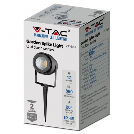 Lampa gradină, IP65, 12W, 4000K, alb neutru, negru, V-TAC, SKU-217545 [12]