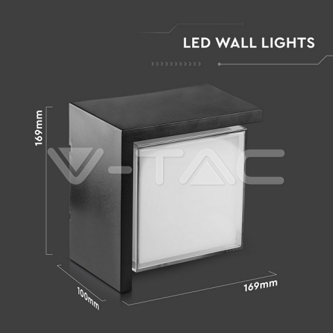 Lampa led, 12w, ip44, 4000k, alb neutru, negru, V-TAC 8540 [8]