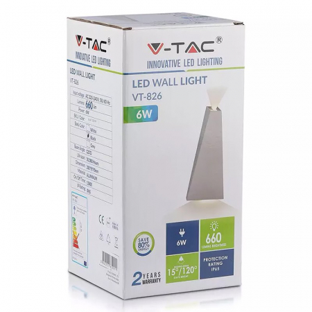 Lampa led, 6w, ip65, 3000k, alb cald, V-TAC 8297 pentru perete exterior [5]