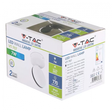 Lampa LED, 7W, IP65, 3000K, alb cald, alb, V-TAC 8217 [4]