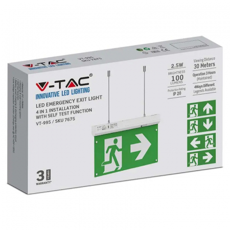 Lampa led 4 in 1 iesire de urgenta exit 2.5w 6000k alb rece V-tac [8]