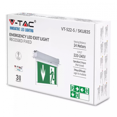 Lampa LED, ieșire de urgență, 2W, 6000K, alb rece, V-TAC, SKU-835 [5]